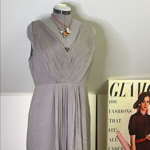 J. Crew Gray silk v neck sleeveless formal Dress
